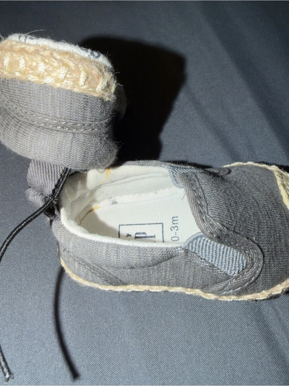 Baby Gap newborn gray espadrille slip on crib shoes 0 to 3 months